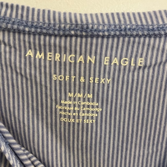 American Eagle Button Up Cold Shoulder Shirt - Picture 3 of 3